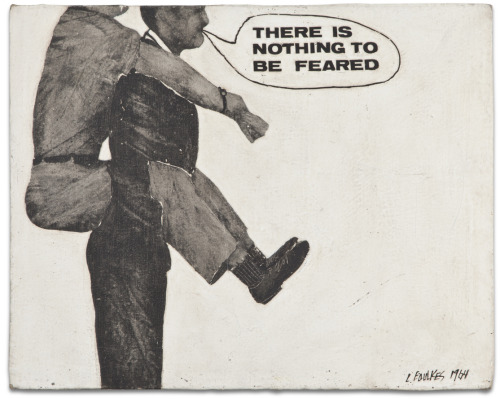 Llyn Foulkes, Untitled (There is nothing to be feared) , 1964, oil and graphite on canvas