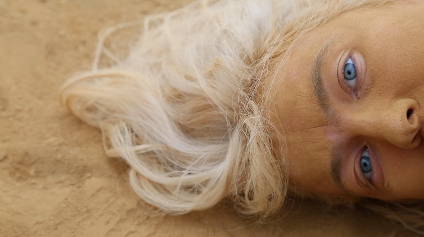 Lita Albuquerque, still from 20/20: Accelerando, 2016, 3 channel color video with sound, 26:53 min, courtesy of the artist and USC Fisher Museum of Art.