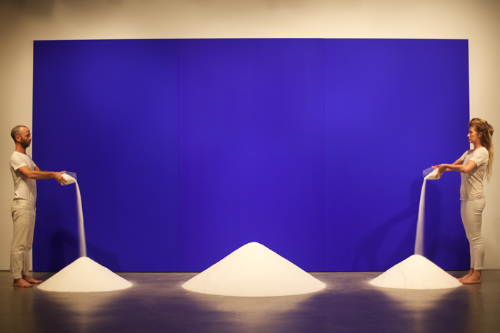 Sometimes the sea is silver, sometimes it is actually red, other times it is an azure blue. Or is it ultramarine? 2014, Pasadena Museum of California Art (photo credit: Lita Albuquerque)