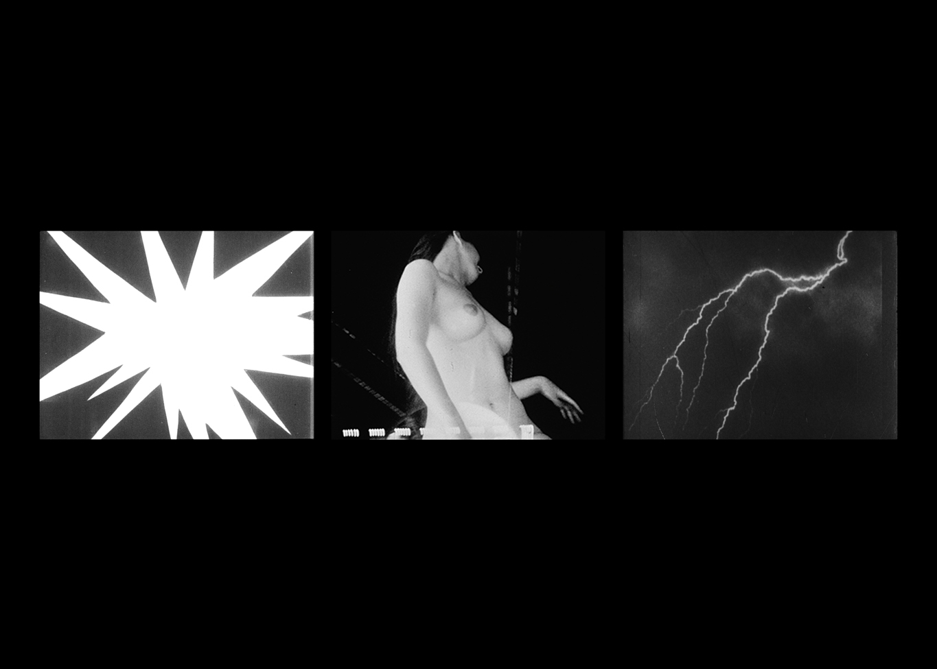 THREE SCREEN RAY, 2006, three-channel video installation, black & white, sound, 5:23