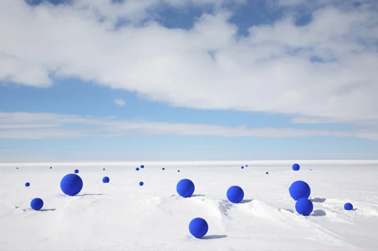 Lita Albuquerque, Southern Cross , 2014 (from Stellar Axis: Antarctica, Ross Ice Shelf, Antarctica, 2006). Inkjet print, 50 x 60 inches. Photograph by Jean De Pomereu. Photo courtesy of the artist.