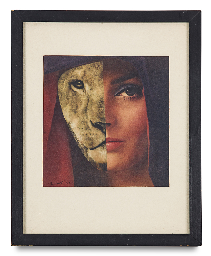 Tony Berlant, "Untitled Lioness", 1960, paper collage, 7 x 6 1/2 inches