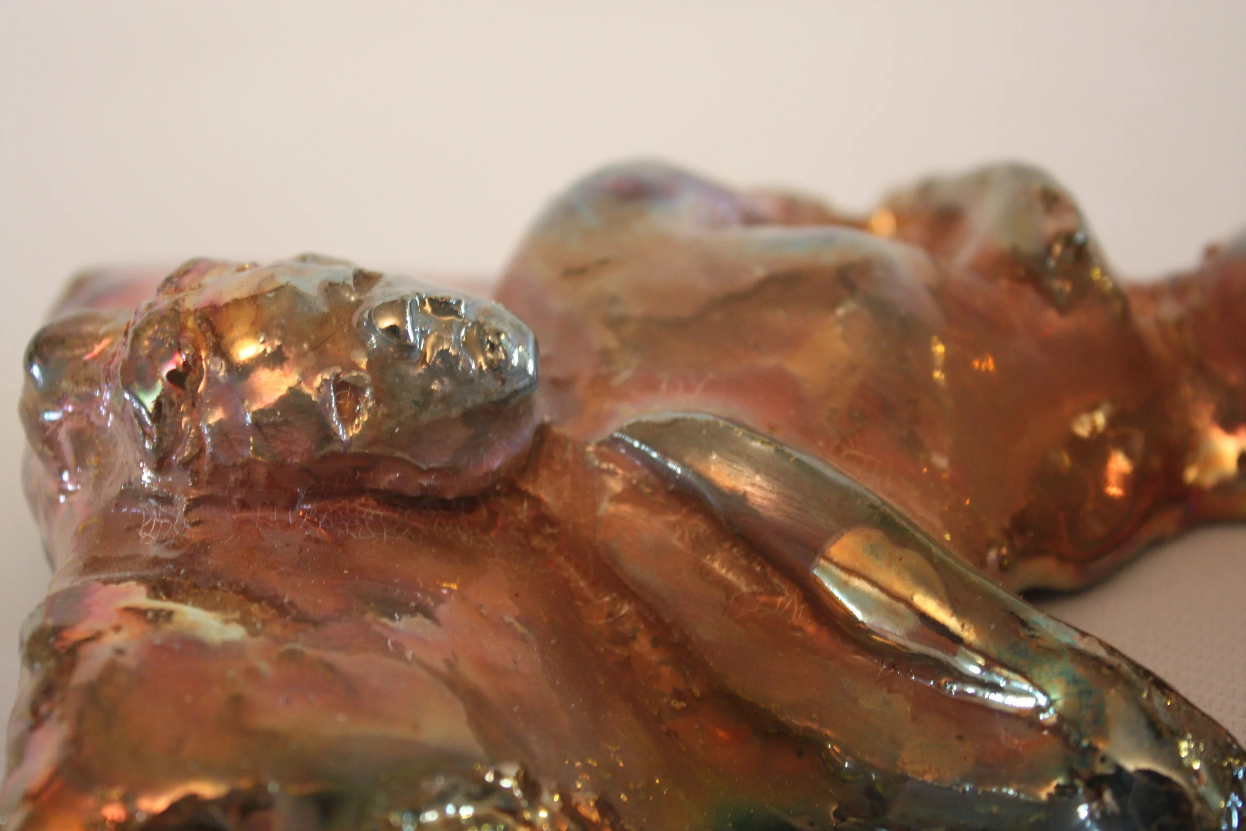 "Sketching in Clay" Raku, view 2