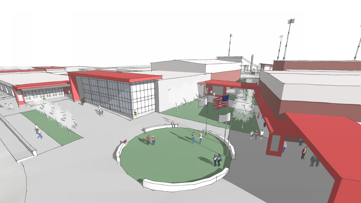 Proposed revitalization entrance and repeating patterns on campus