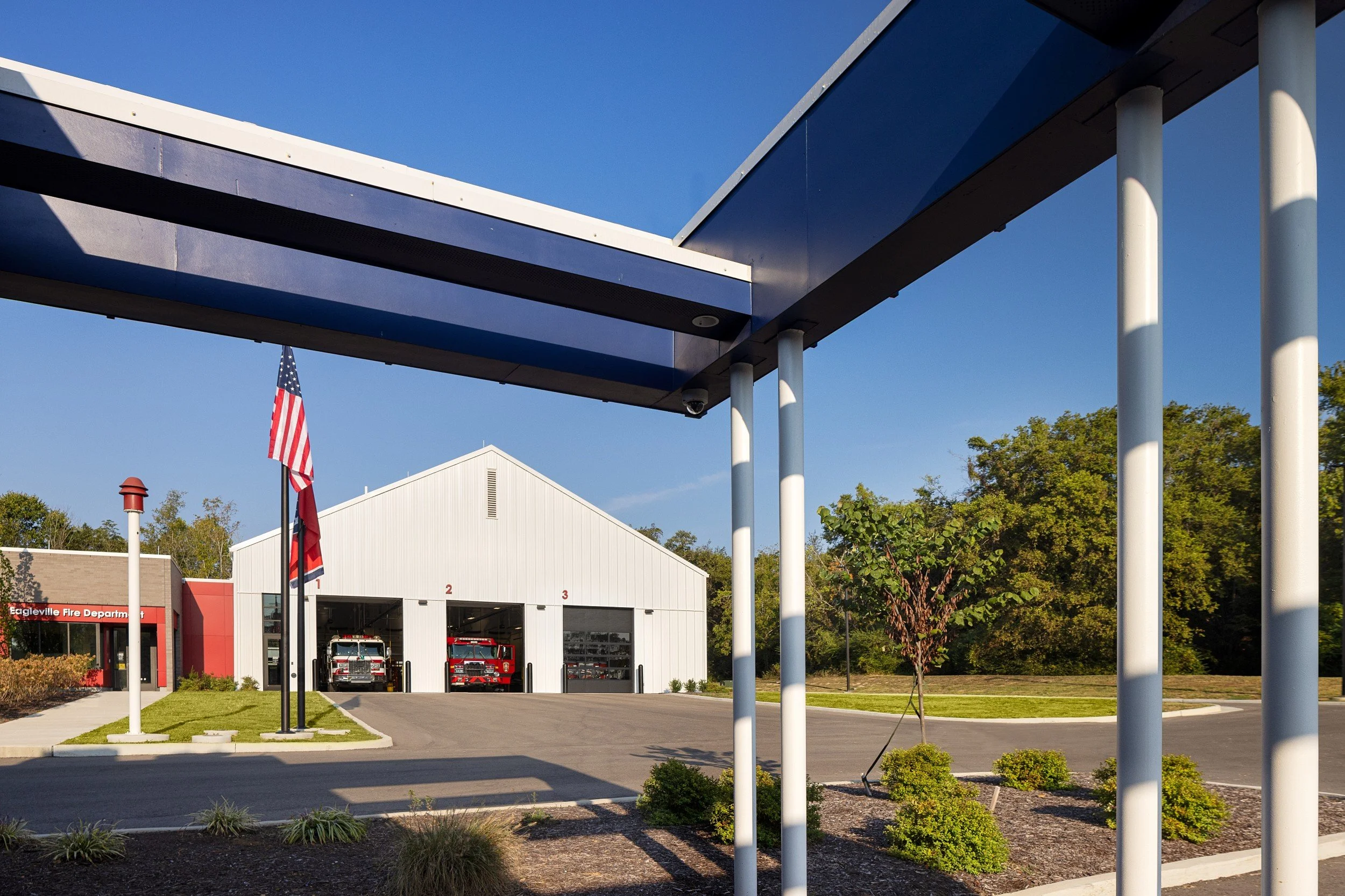 eagleville-public safety campus-fire department-police station-public safety architecture-view from police station to fire department.jpg