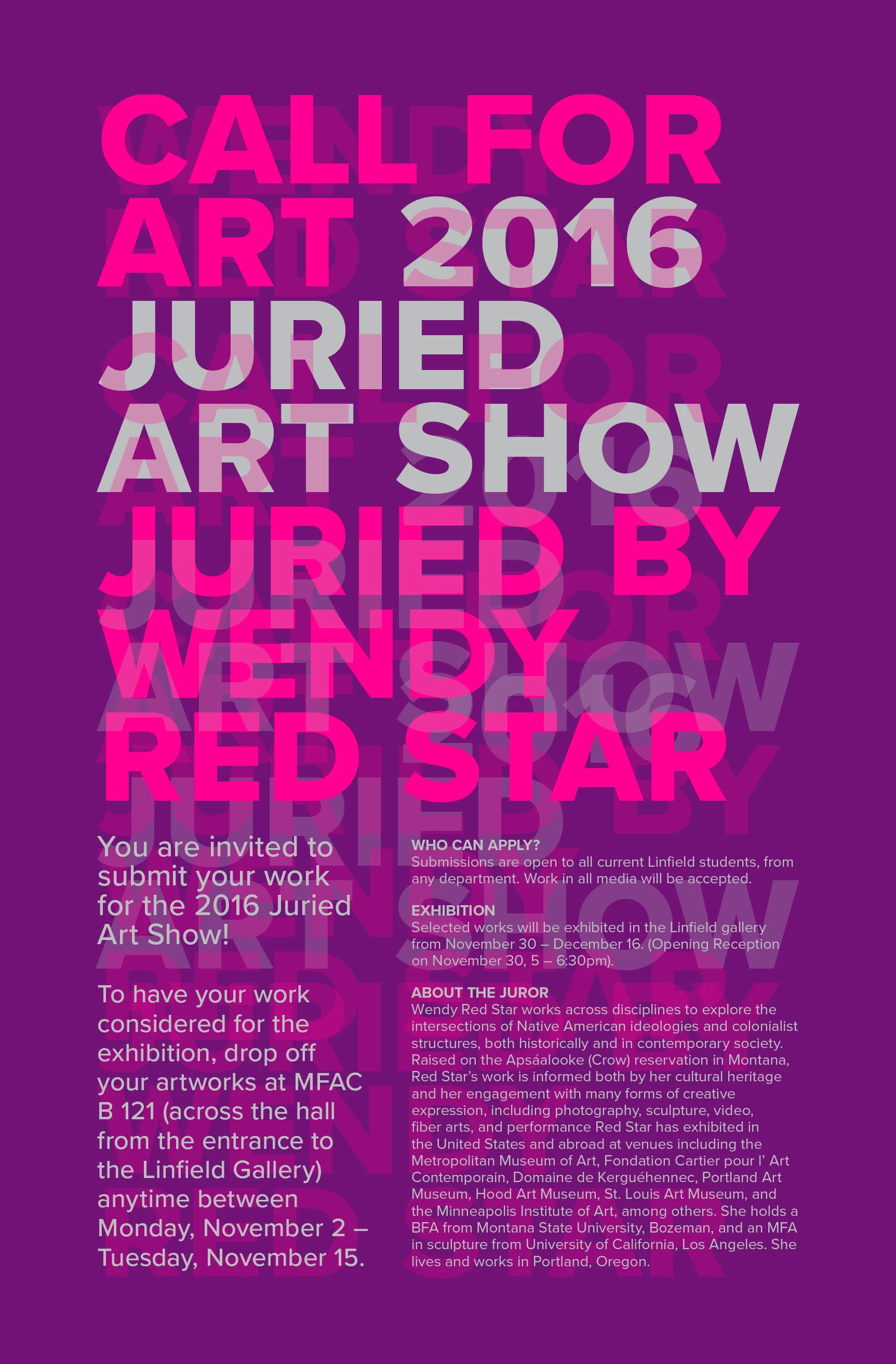 exhibition poster linfield gallery mcminnville , oregon