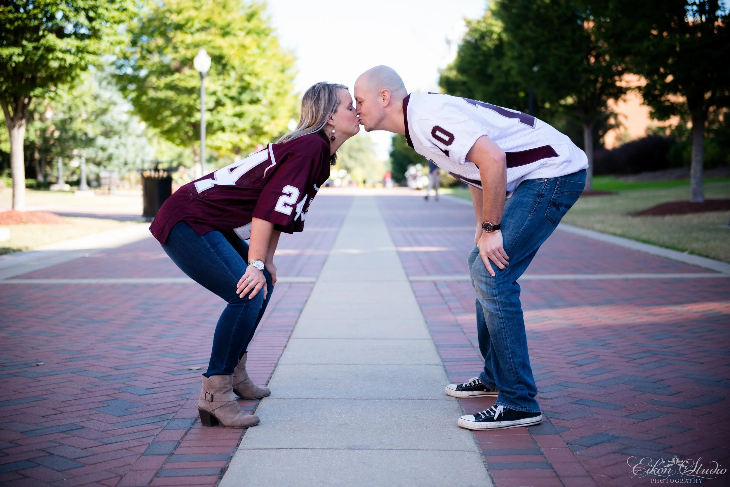 engagement photos, cowbell, mississippi state university, bulldogs, davis wade stadium, drill field, starkville, ms