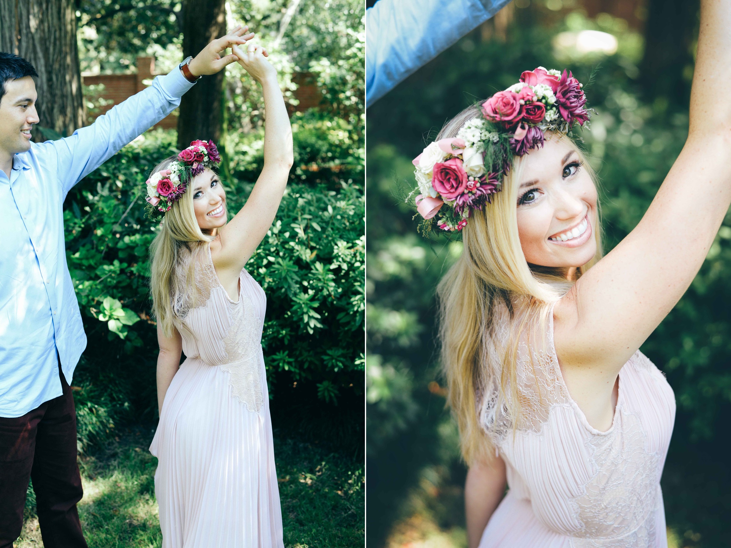 flower crown on girl with fiance