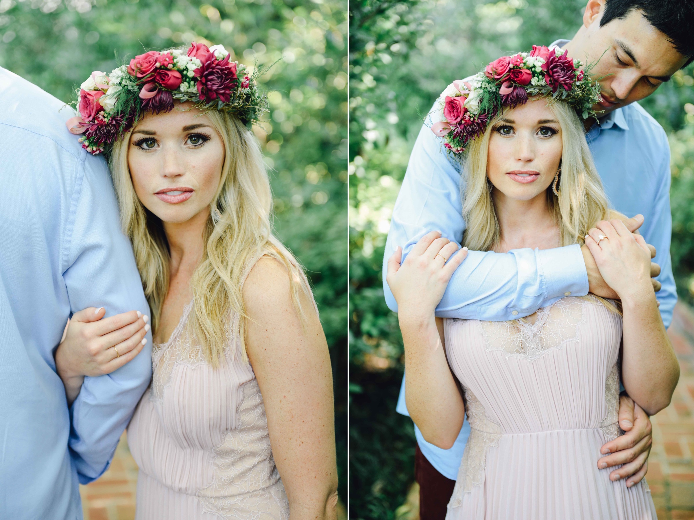 flower crown on girl with fiance