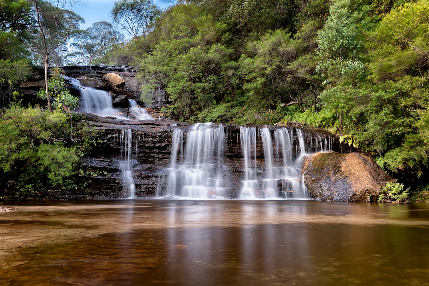 Waterfalls and sunsets at The Blue Mountains, Australia.