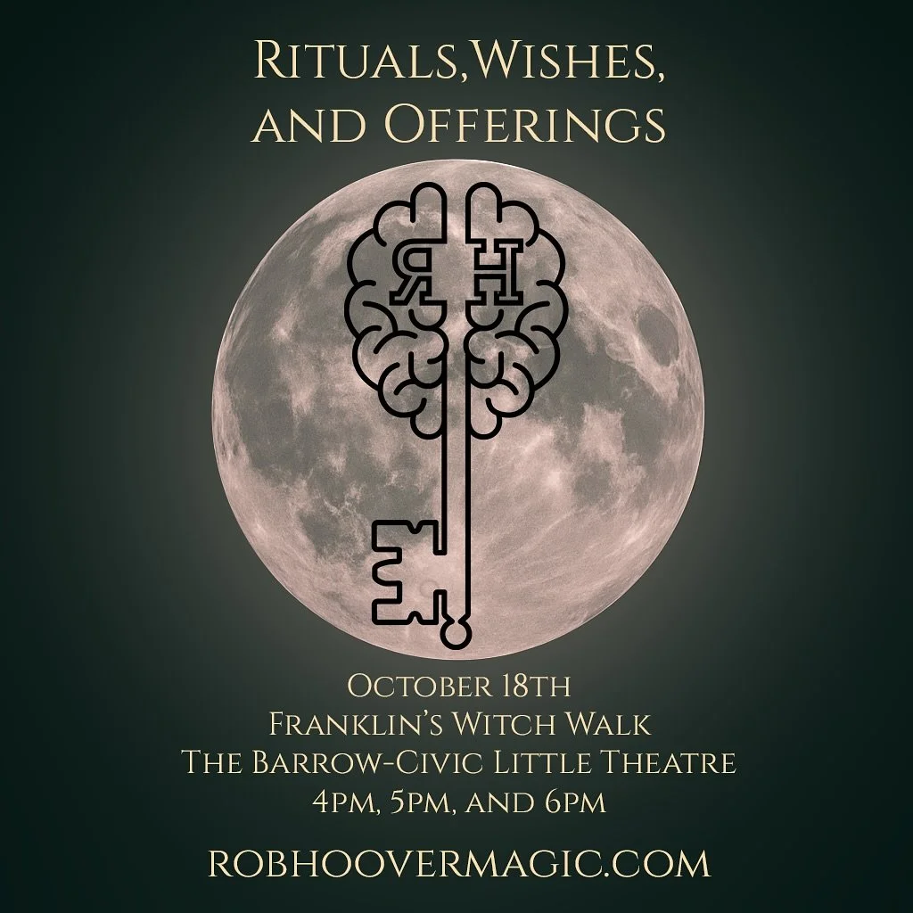 If you are attending Witch Walk, come say hello! I&rsquo;ll be performing at the Barrow. 

#magicshow #witchwalk #franklinpa #witchwalkfranklin #bizarremagic #hauntedperformance #storytellingmagic #spookyseason #halloweenmagic