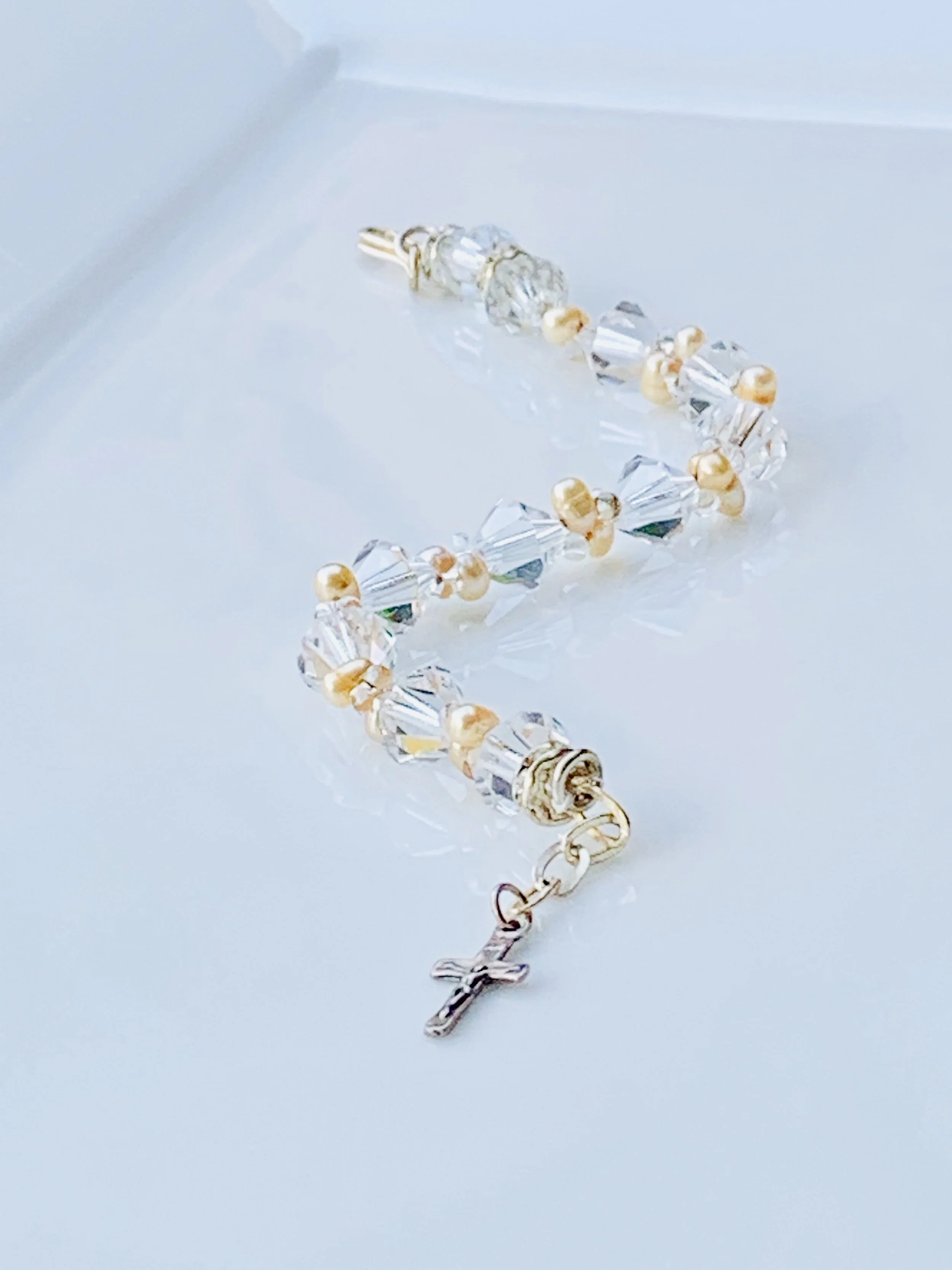 Our Lady of Good Help Champagne - Sterling Silver Rosary Bracelet