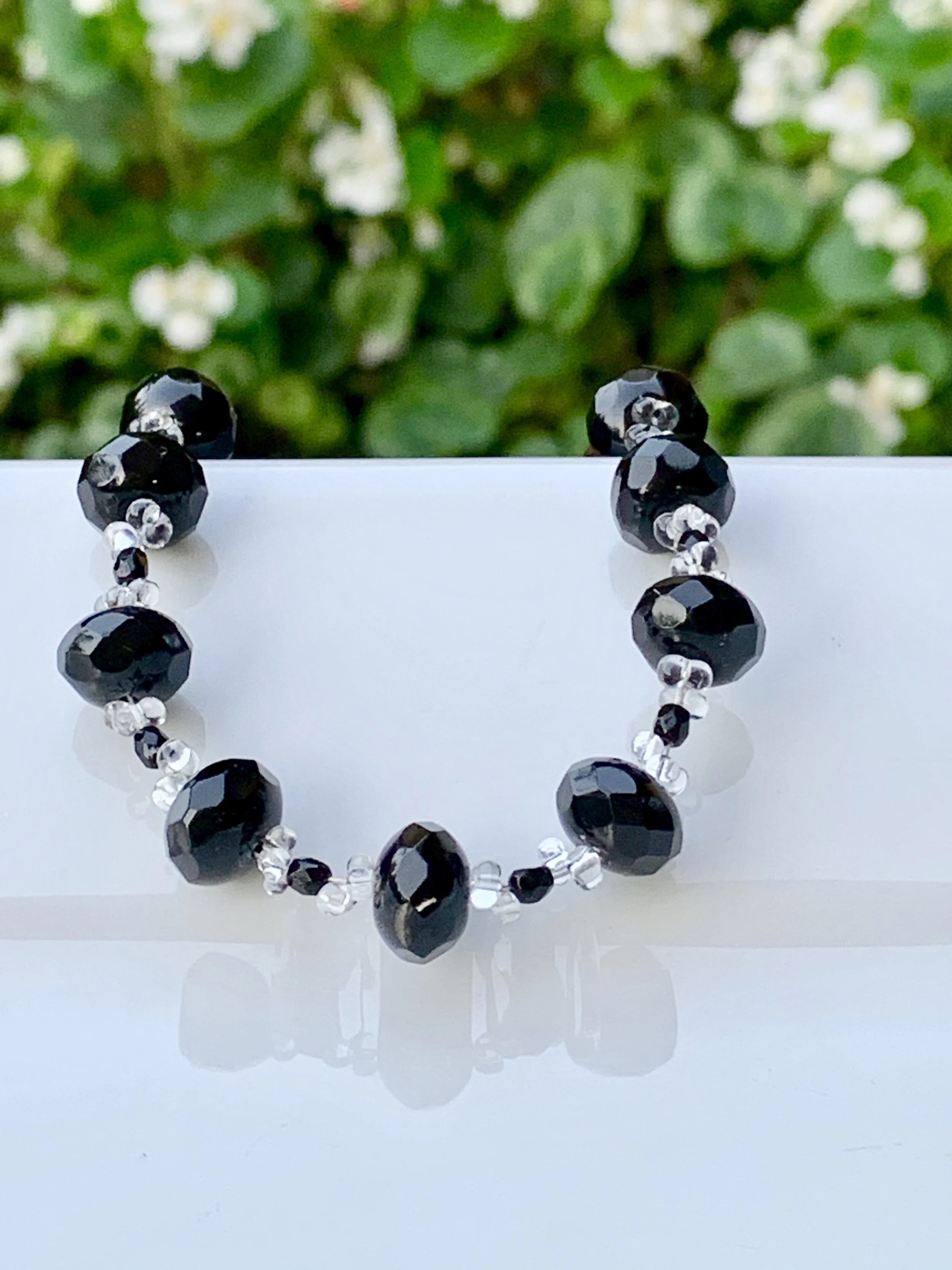 Vocation Jet Black Beads .925SS Rosary Bracelet