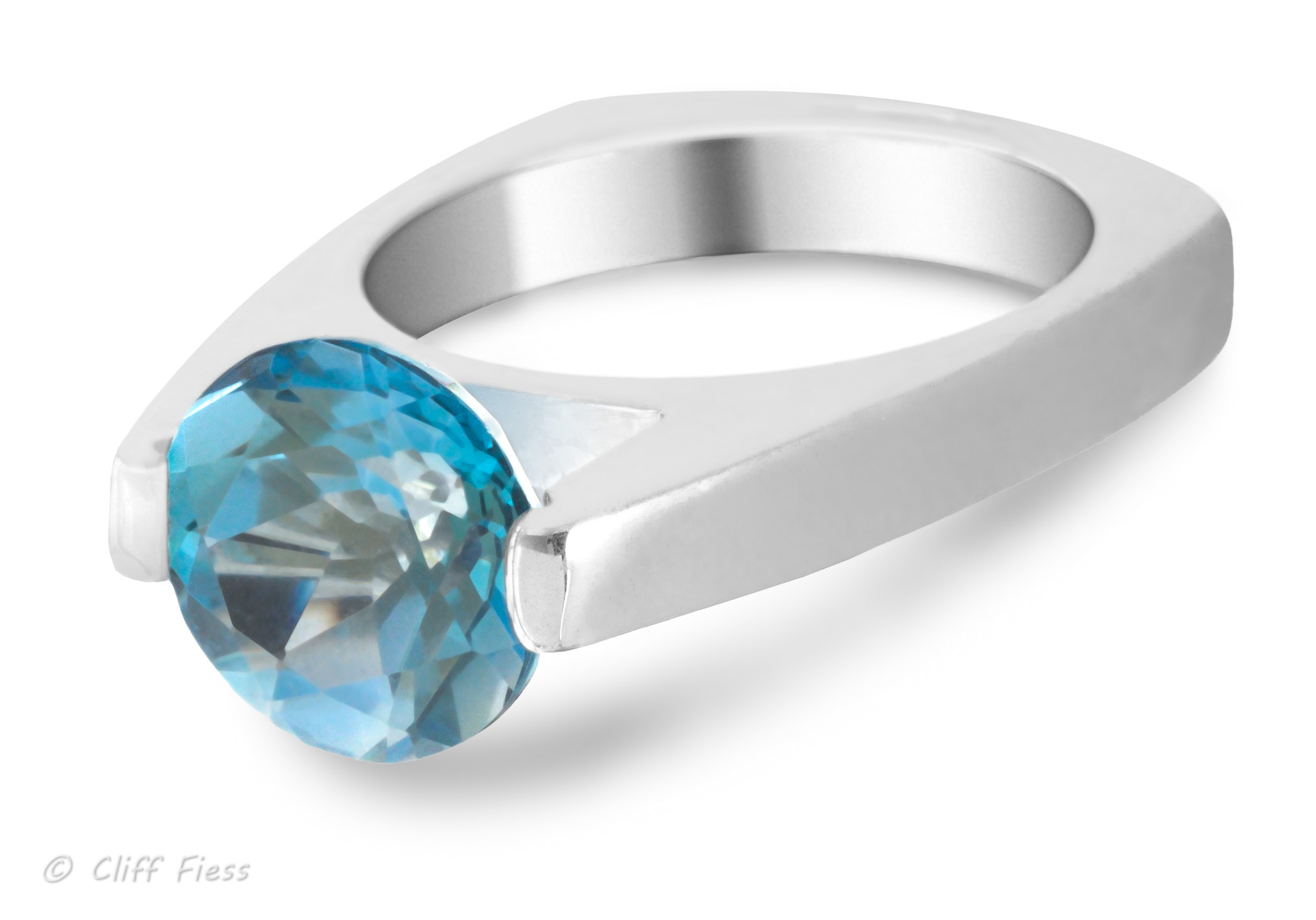 Sterling silver ring with a blue topaz gemstone