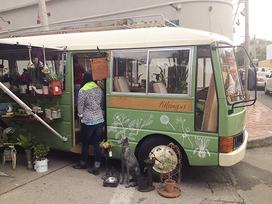 A van retrofitted as a shop on wheels. My husband is a sucker for a shop on wheels. Or a shop that floats.
