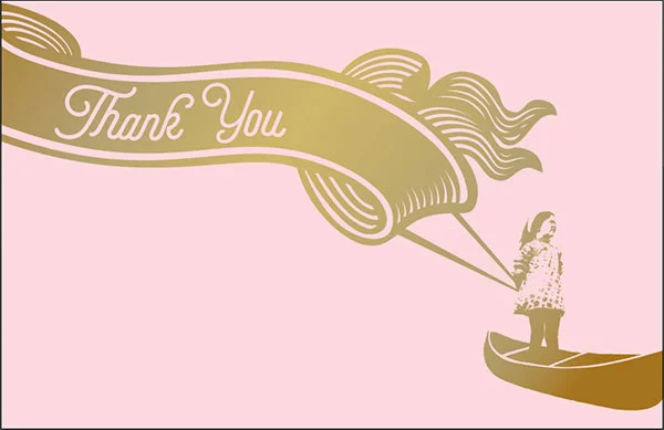 Thank You card designed by Catherine Brautigam of Lone Shoe Graphics .