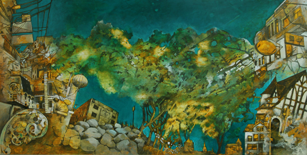 Wen Yi Lu, mixed media on panel