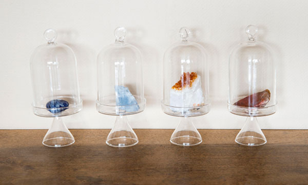 Crystals under glass.