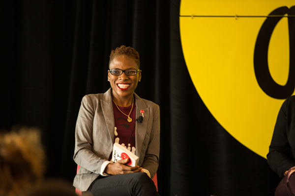 Luvvie Ajayi spoke emphatically about being a straight shooter with strong opinions on her corner of the Internet. "I run a dictatorship, not a democracy." Luvvie reports that in the past three years, as she became more outspoken, her income from sponsorships increased. Photo by Justin Hackworth.