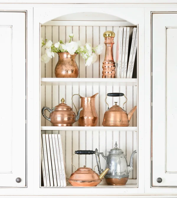 Copper cookware reminds me of that adorable late bloomer, Julia Child. I remember touring her kitchen in the Smithsonian, which had pegboards for her pots and utensils. You can read more about Julia here .