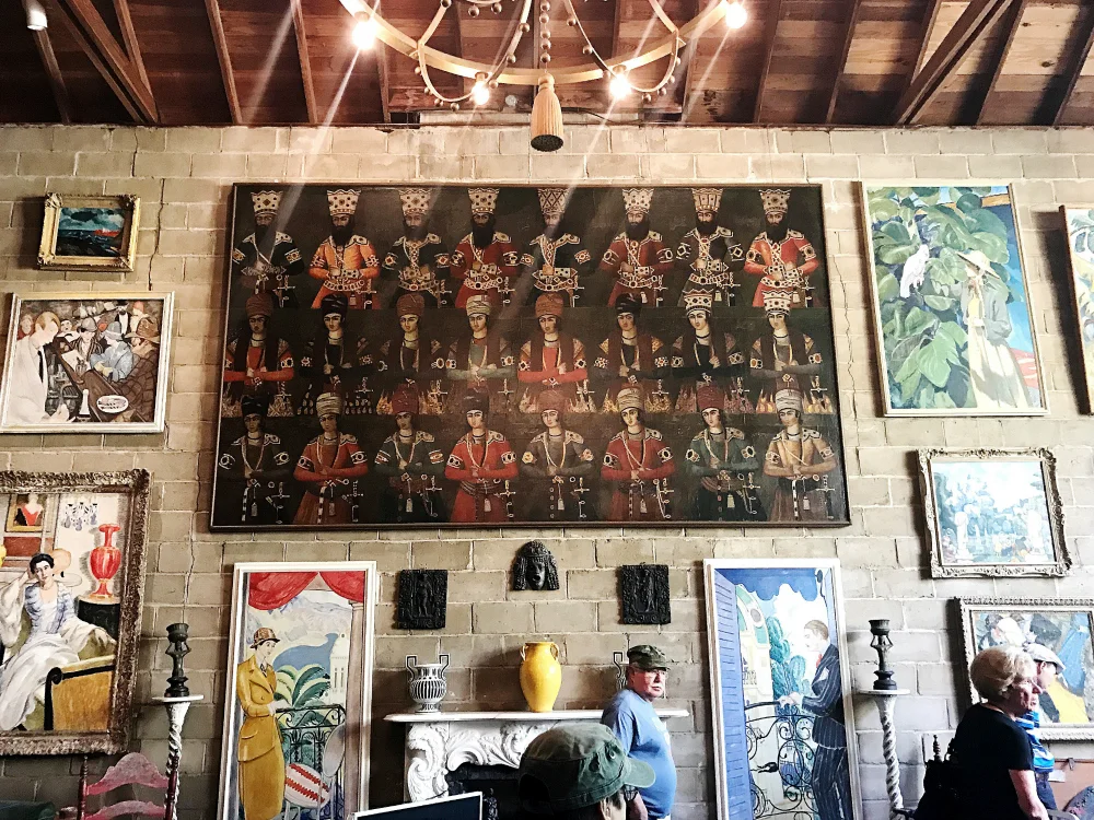 A giant painting of Persian princes! My family and I were so thrilled to see this! Flanking the mantelpiece are portraits of Evelyn and Frederic.