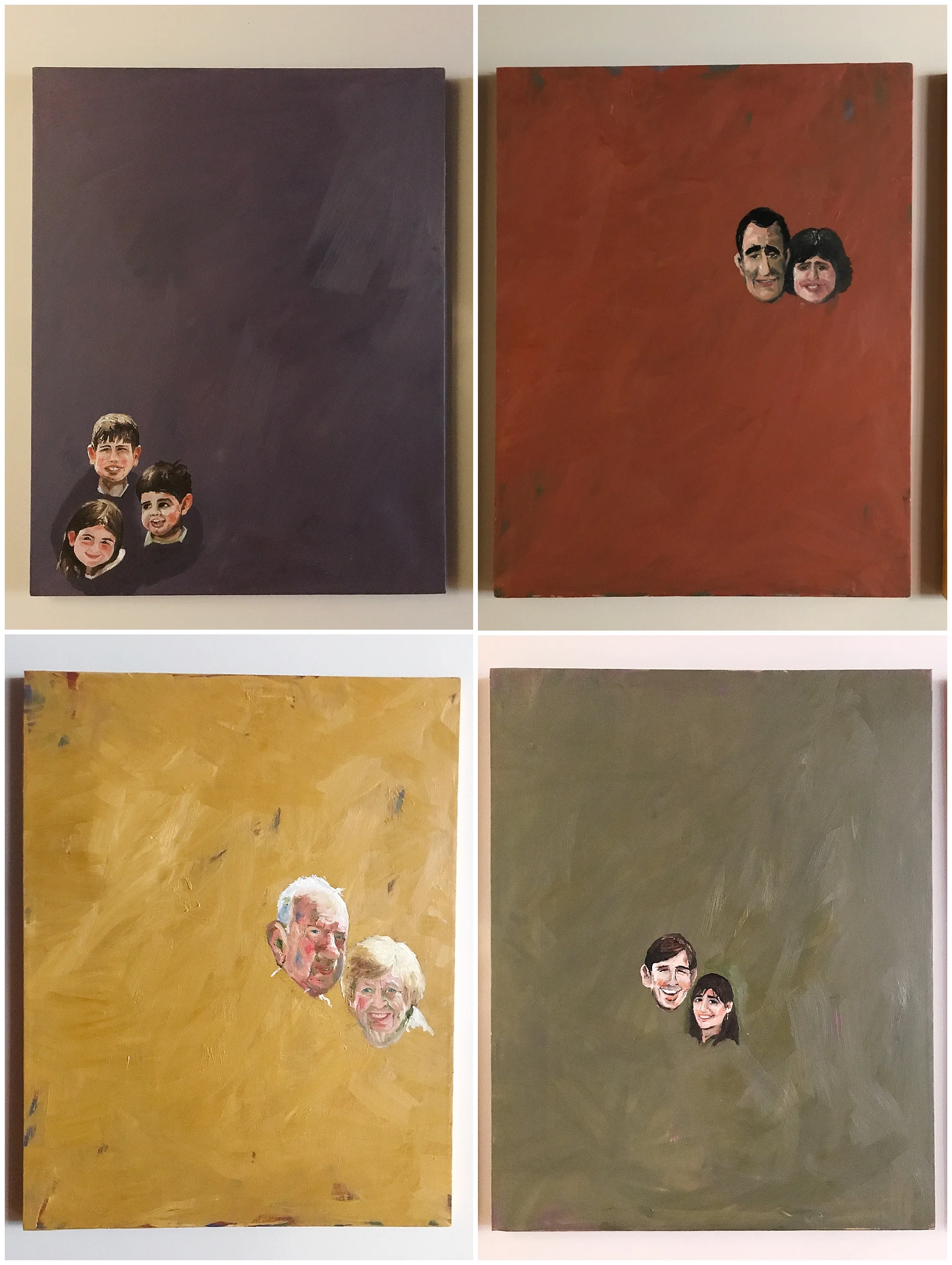 Mike’s quad series of oil portraits of his family hang in the main hallway. Clockwise from top left are Mike and Harlene’s three children, Harlene’s parents, Mike and Harlene, and Mike’s parents.