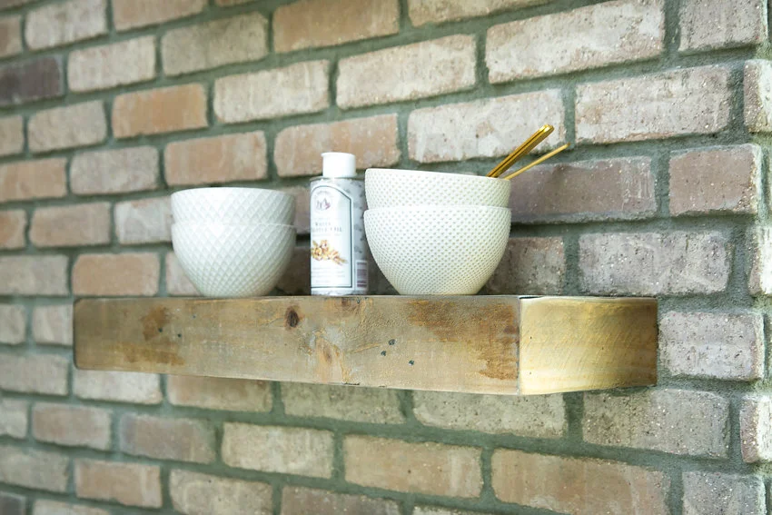 New reclaimed lumber floating shelves at 1176-66th Street, Oakland CA 94608