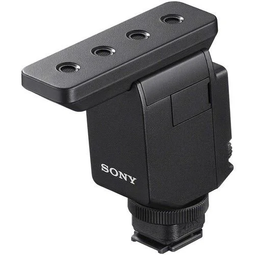 A Sony camera flash unit with a rectangular flash head having four circular flash bulbs on top.