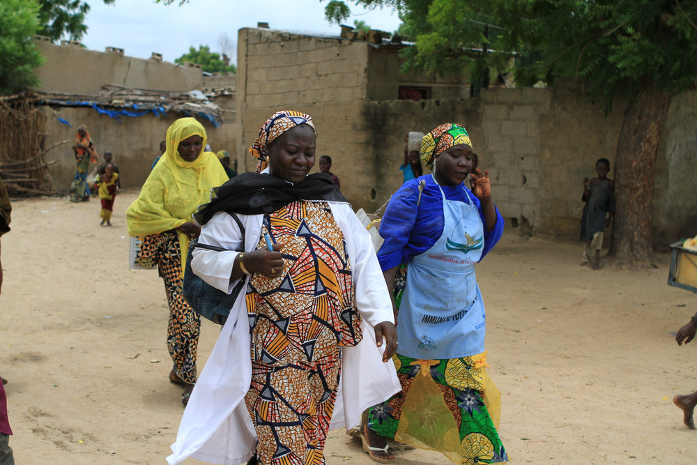  The health workers in a typical Borno town. Tidy, treed streets.&nbsp; 