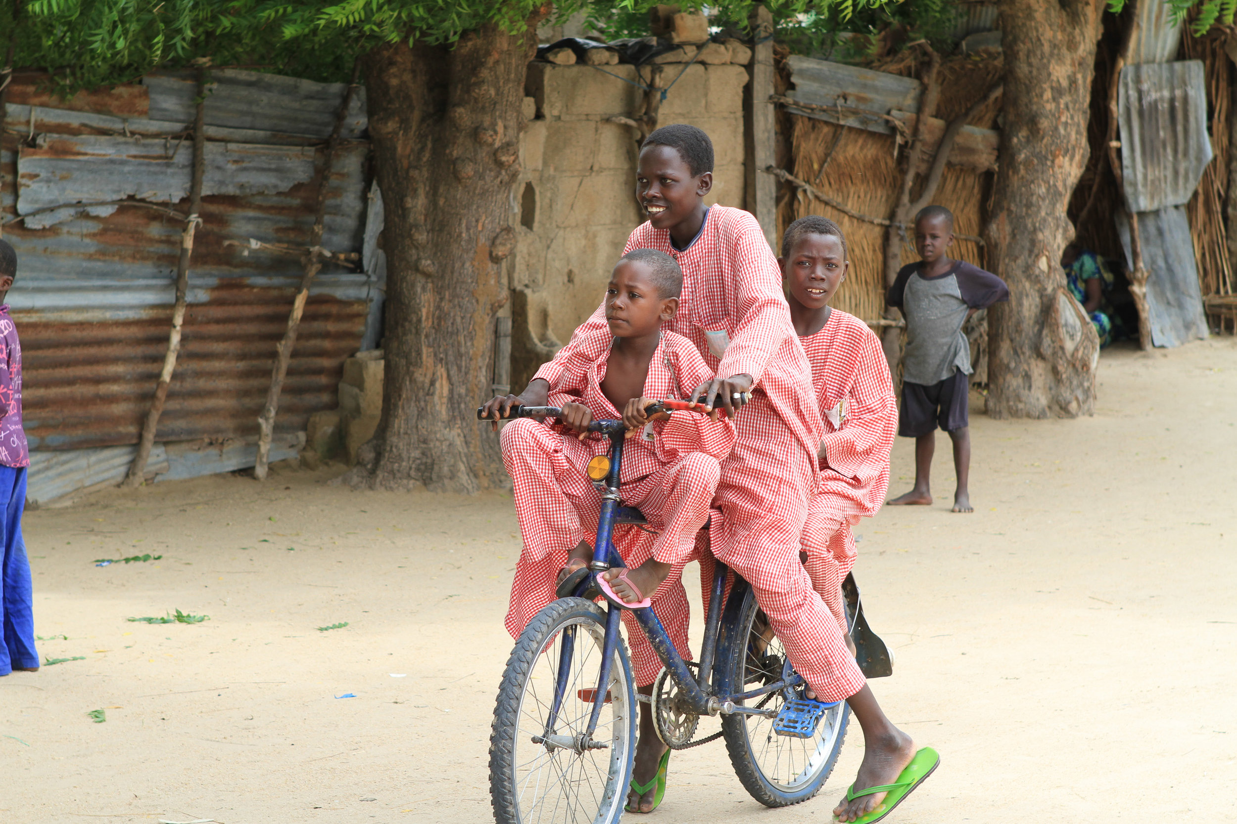And more kids - coming from school. 