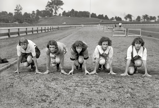 July 29, 1992. Female athletes train in New Jersey for an upcoming competition in Paris, France - the first international track meet for women. 