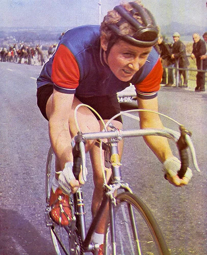 Beryl Burton dominated women’s cycle racing in the UK, winning more than 90 domestic championships and seven world titles, and setting numerous national records. She set a women's record for the 12-hour time-trial which exceeded the mens records for two years. She was world champion five times (1959, 1960, 1962, 1963 and 1966), silver-medallist three times (1961, 1964 and 1968), and winner of bronze in 1967, 1970, 1971 and 1973. In 1967, she set a new 12-hour time trial record of 277.25 miles – a mark that surpassed the men’s record of the time by 0.73 miles and was not superseded by a man until 1969. Burton, who had always had a somewhat odd heart arrhythmia, died of heart failure during a social ride, when she was out delivering birthday invitations for her 59th birthday party. 