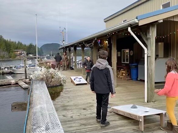 get a cozy fire started &amp; ask us to set out the corn hole boards anytime! fun for the whole family 🎣 #ketchikan
