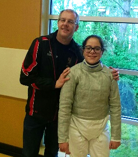 Saber coach Mark Lundborg and WFA competitor Carolina Nobrega