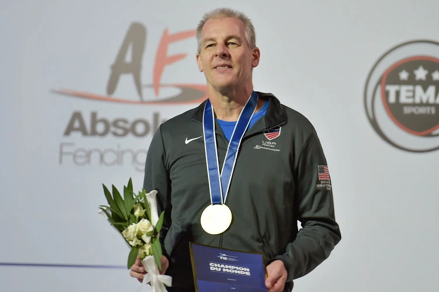 New world champion! WFA’s Mark Lundborg takes gold at the 2019 Veteran Fencing World Championships in the men’s 50-59 saber division.