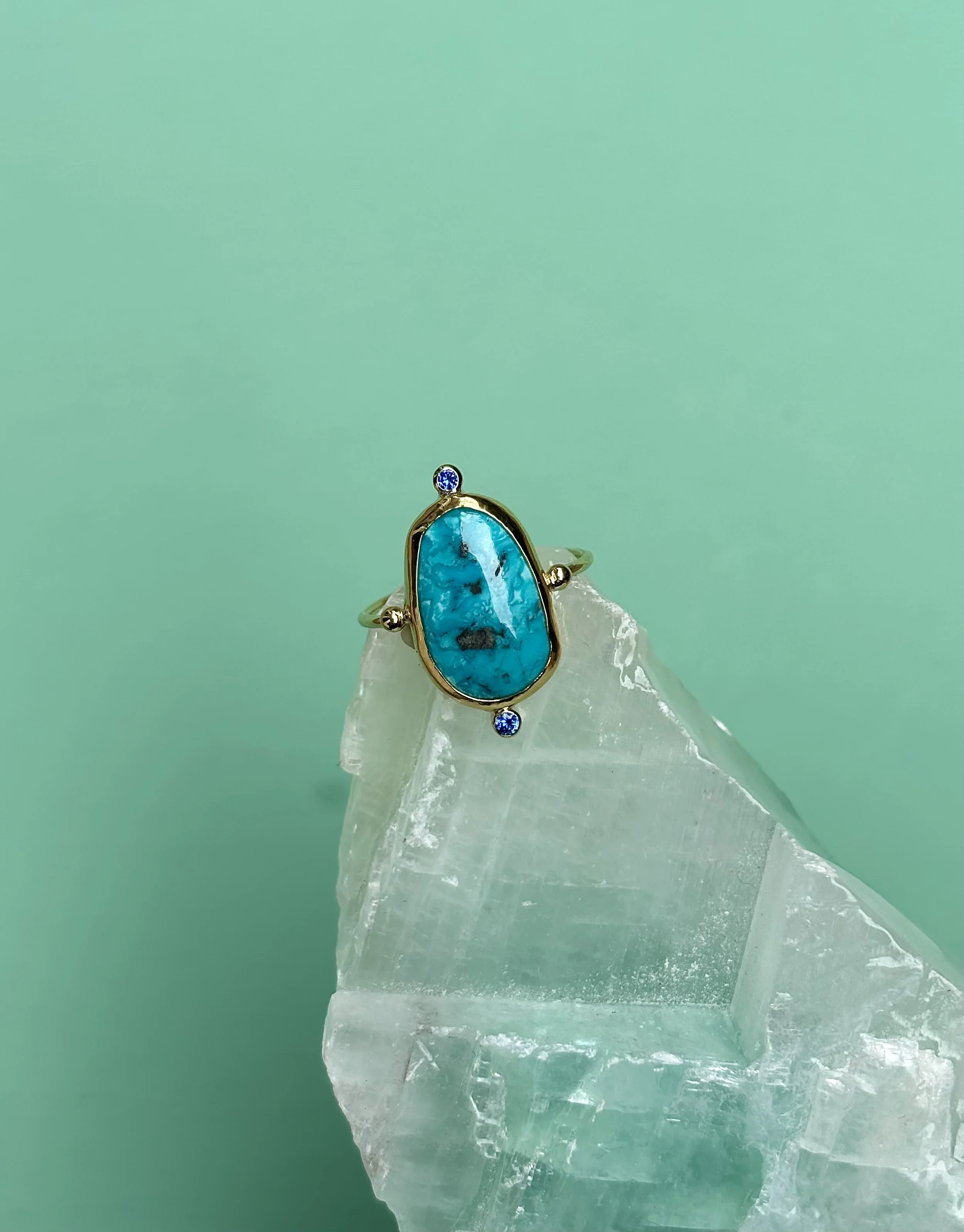 Nevada Turquoise and Sapphire Ring