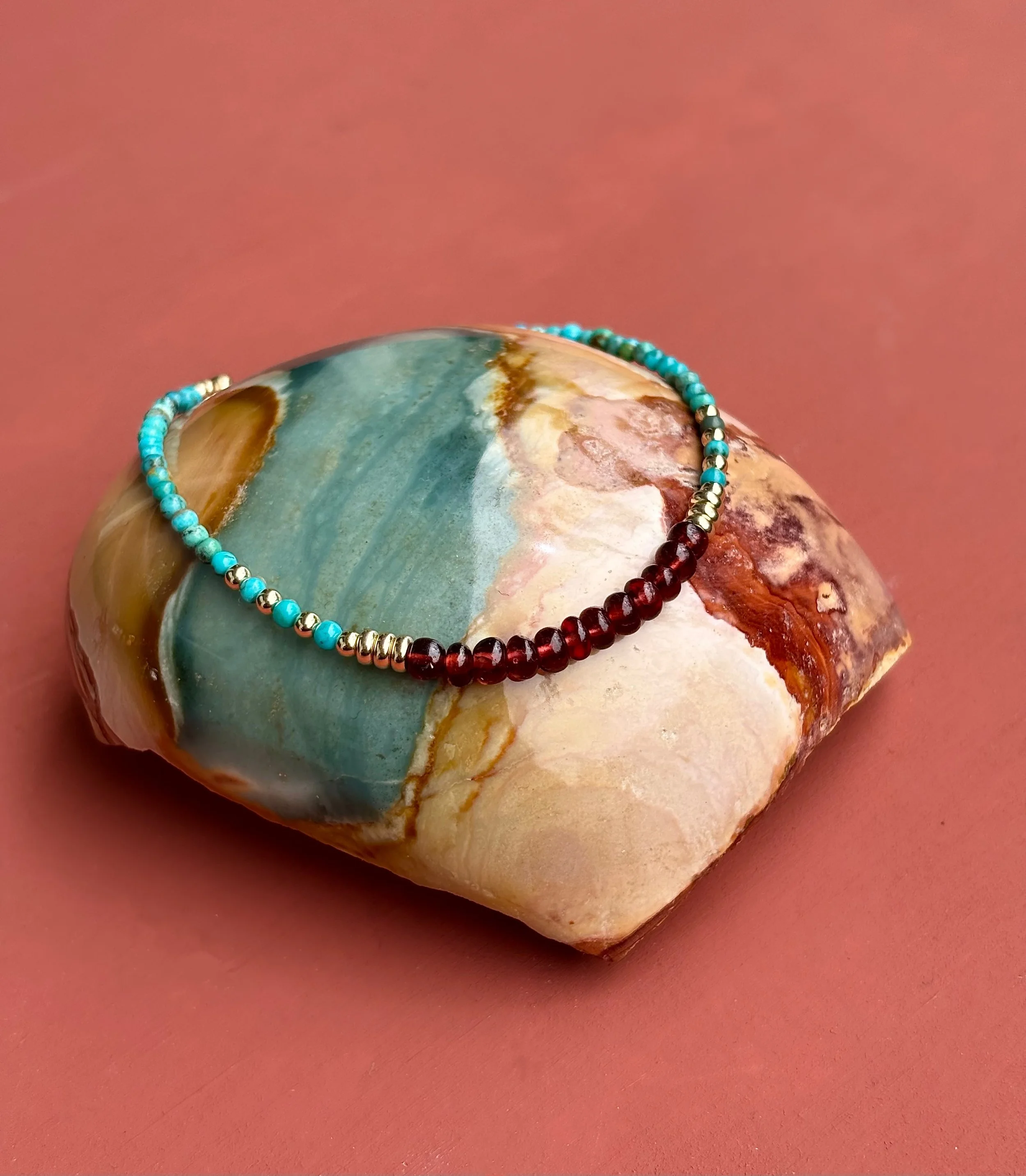 Garnet and Turquoise Bracelet