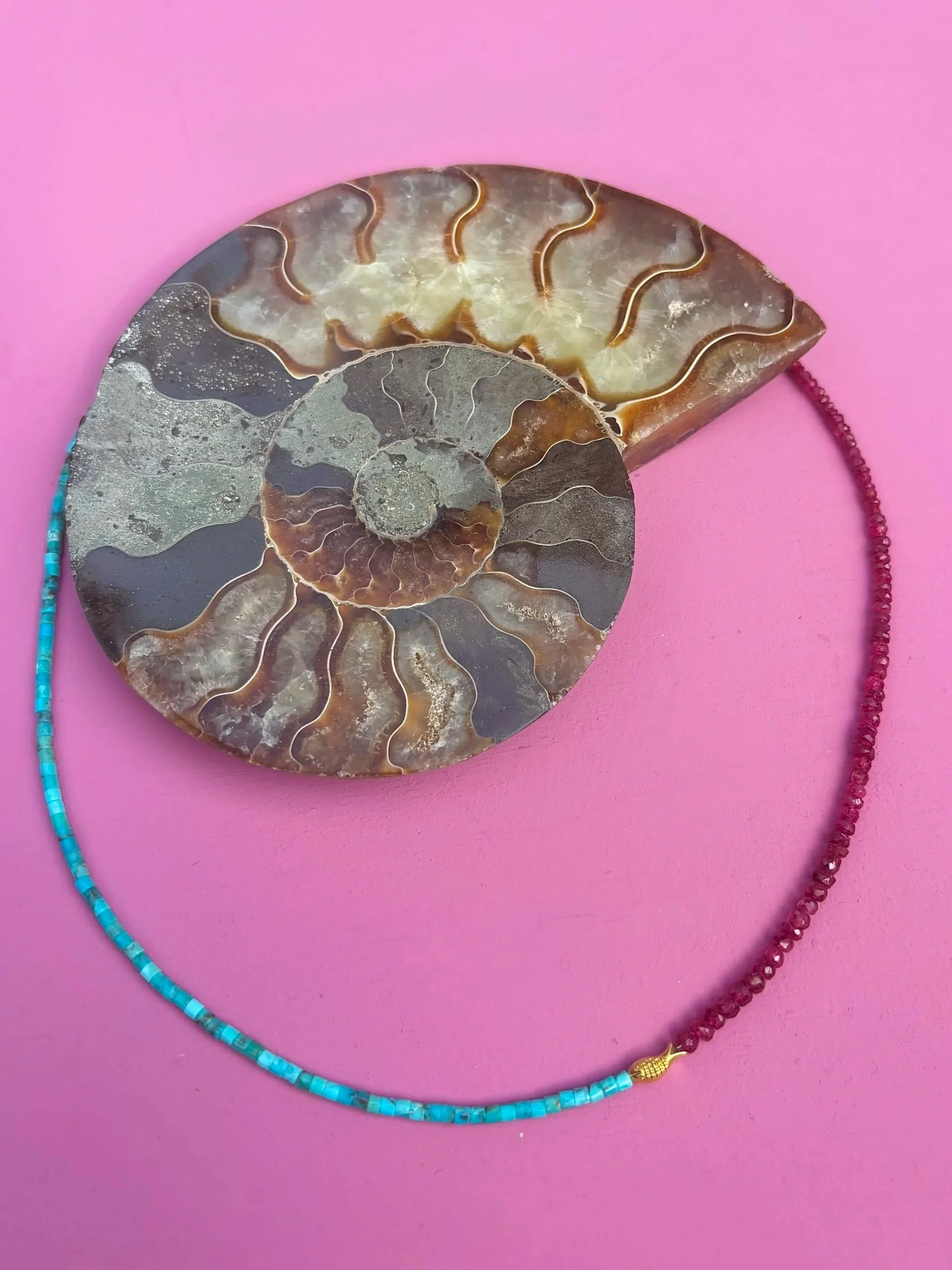 Turquoise and Red Spinel Necklace