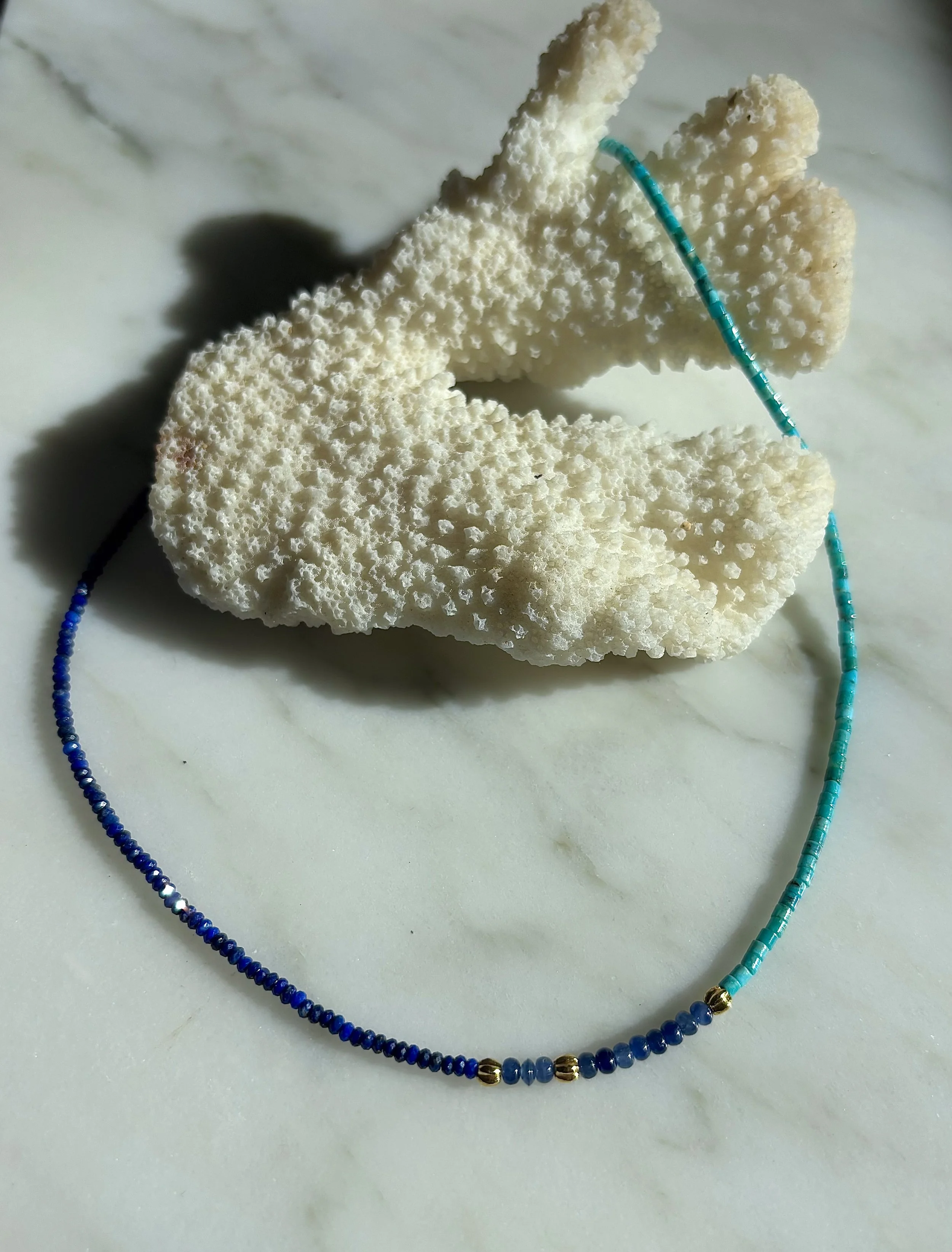 Turquoise and Faceted Lapis Necklace