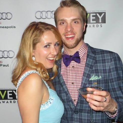 Me and my friend Ethan. He is wearing an awesome suit from the Norwegian retailer Moods of Norway , and has a martini glass to match. (Note the tractor pin just under the pocket square.) 