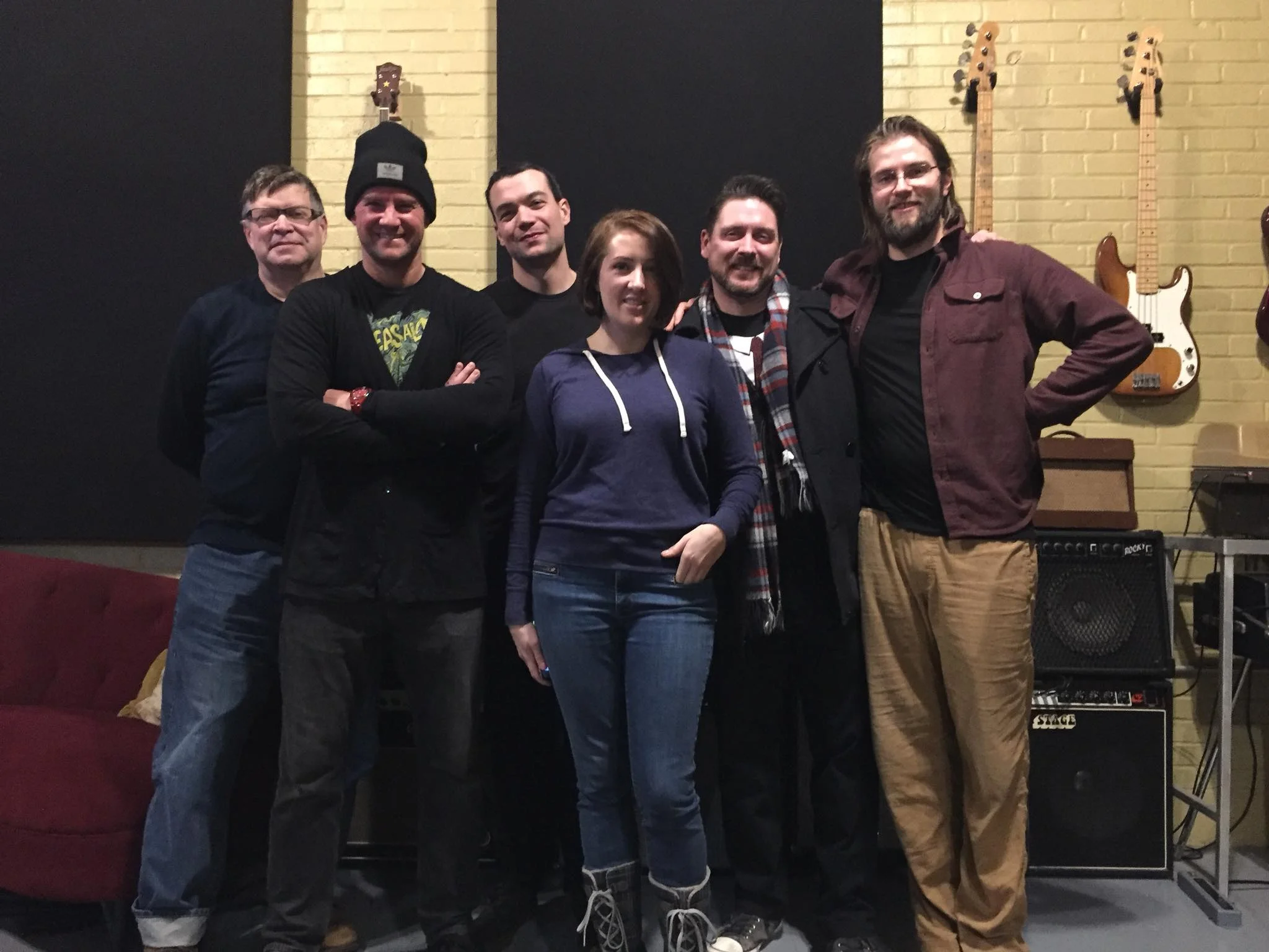 Cast and production team, from left: Joel Thingvall, Douglas Sidney, Tony Williamette, Billie Jo Konze, Chad David, and Paul Christian. (Some cast not present for this photo)