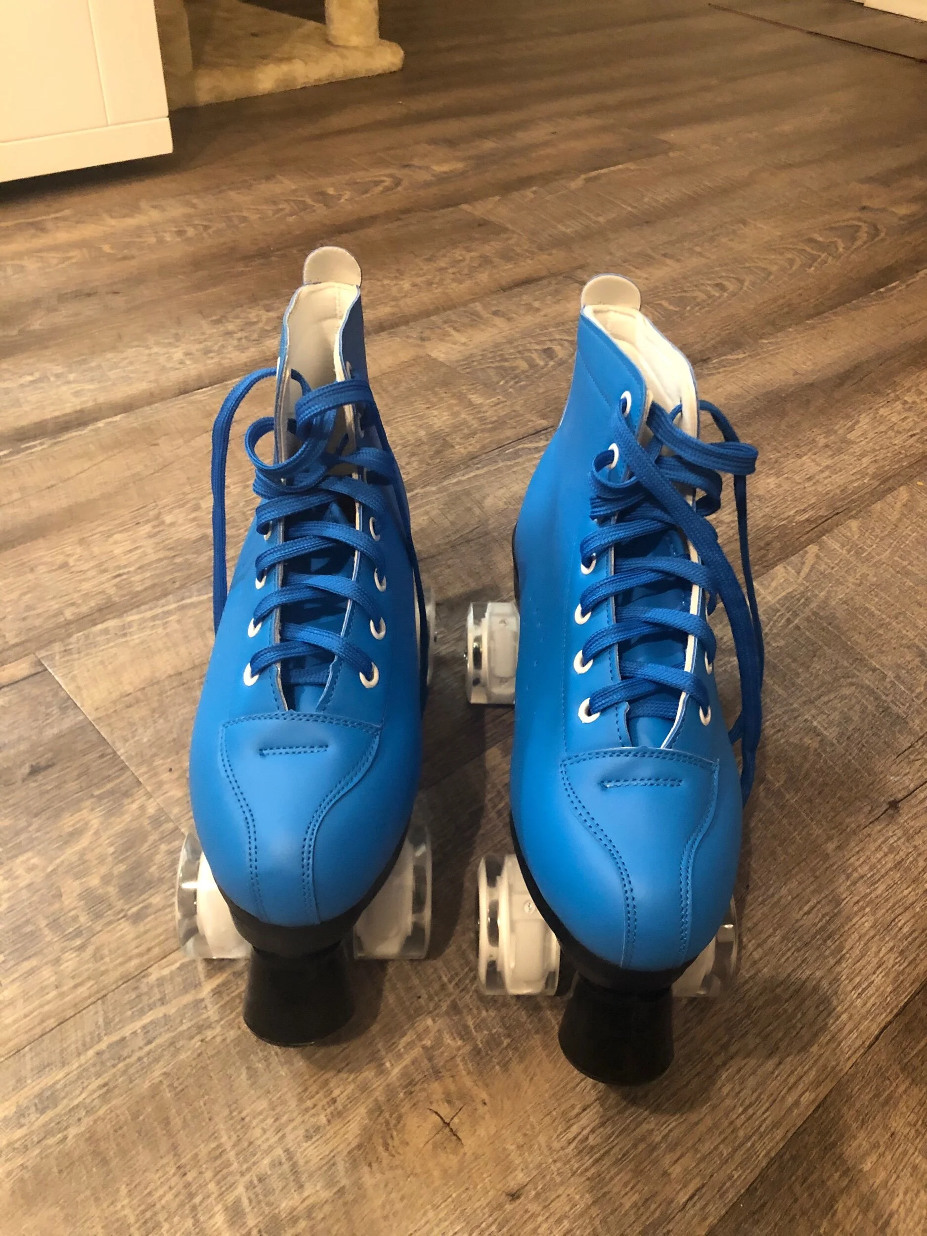 I bought myself treats to get past the pandemic ennui, including a new swimsuit, my ukulele, and these rollerskates with light-up wheels!