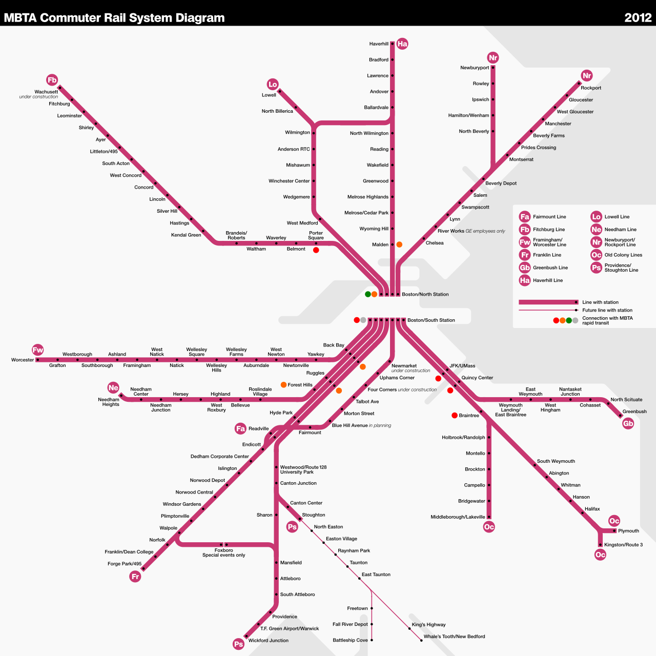 The Commuter Rail system in the Greater Boston area. Source: https://en.wikipedia.org/wiki/MBTA_Commuter_Rail