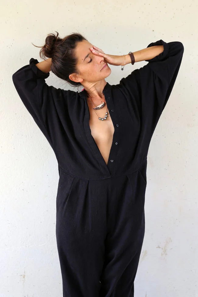 Jumpsuit: Black Crane via No.808 , Shoes: Vans