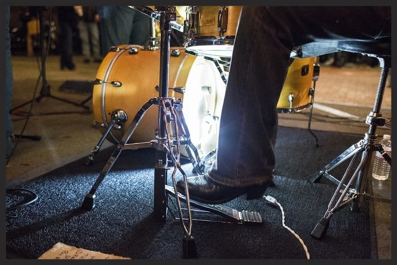 Anders Larsson drumming with Two Wolves in Venice Beach, CA. Photo by Nate Hassler, 2014