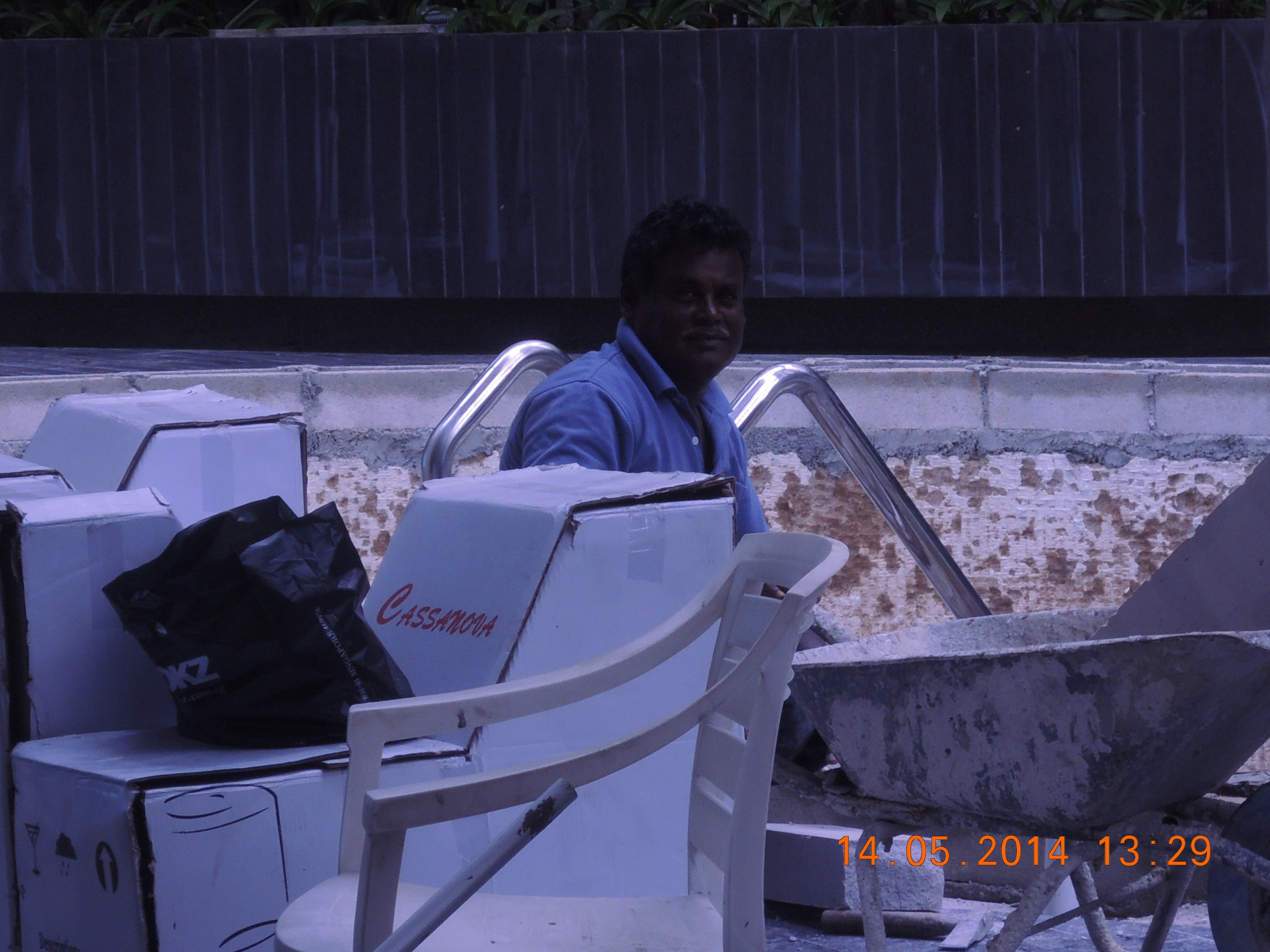 This worker was happy to have his picture taken. 