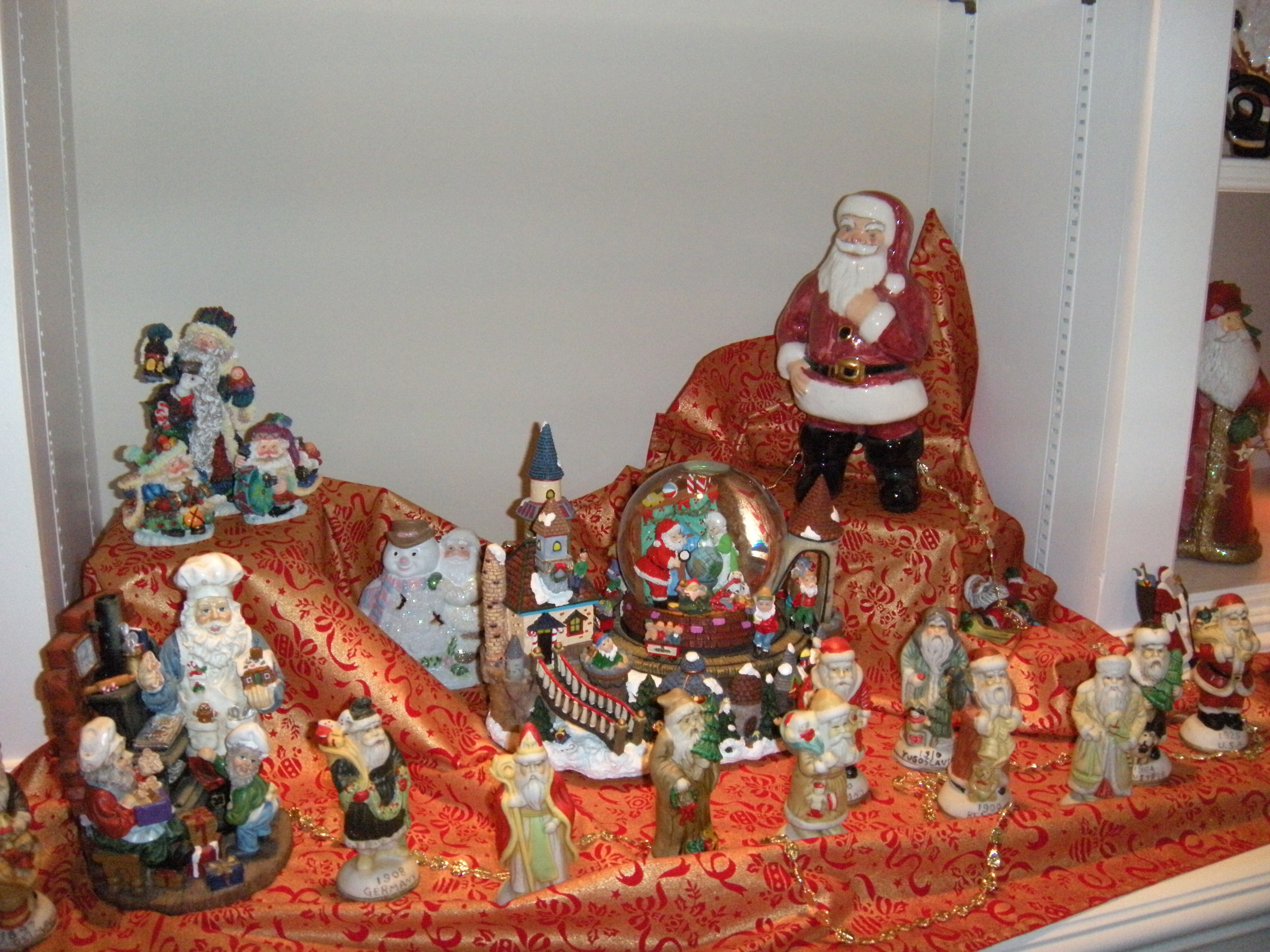 Look at the Santas--and this isn't even all of them. The smaller ones are from the 1940's and represent Santas from all over the world at that time. 