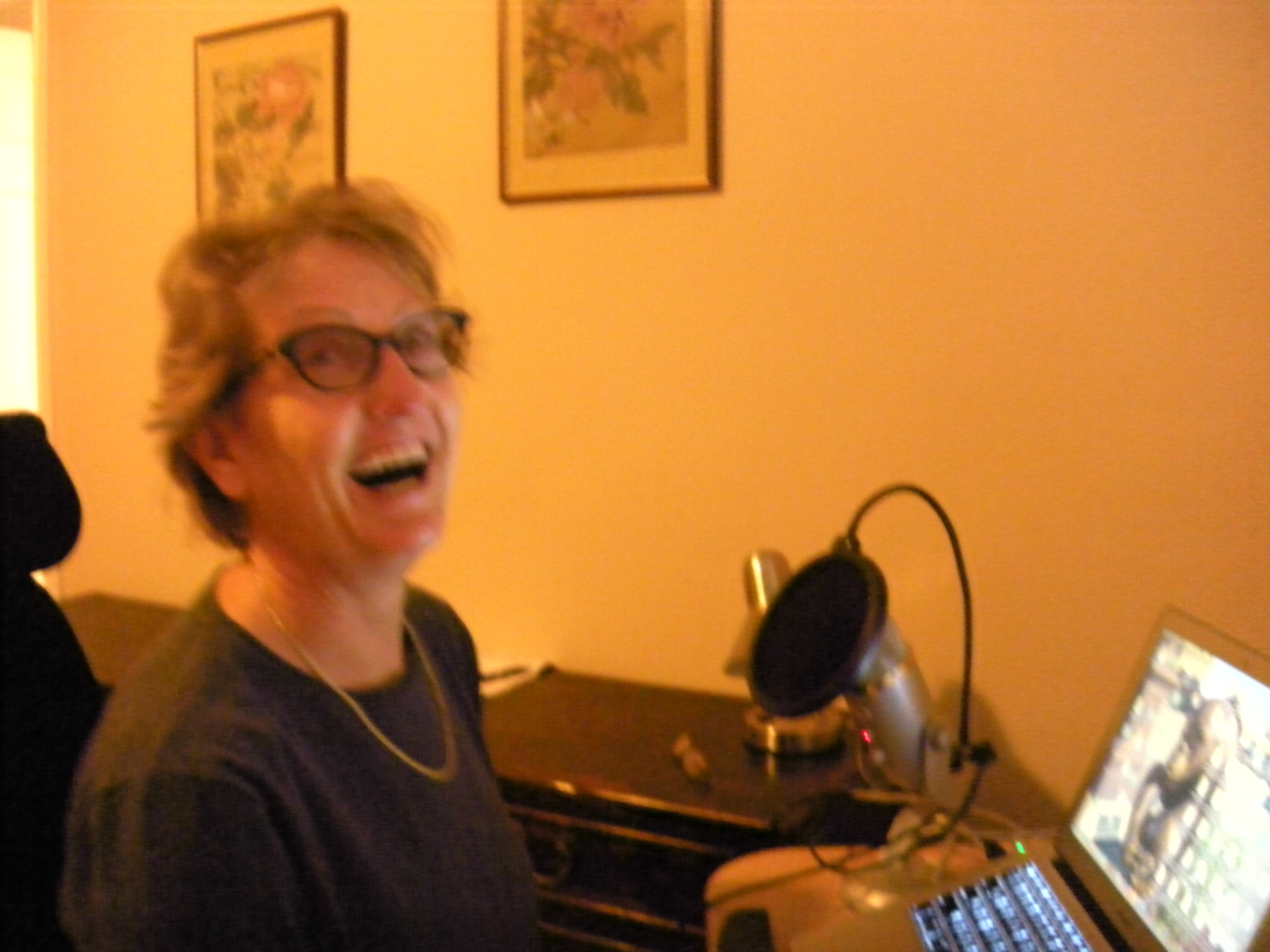 A horrible picture, but you can tell that I'm maniacally happy to have something to fill the time between five and eight o'clock a.m. 