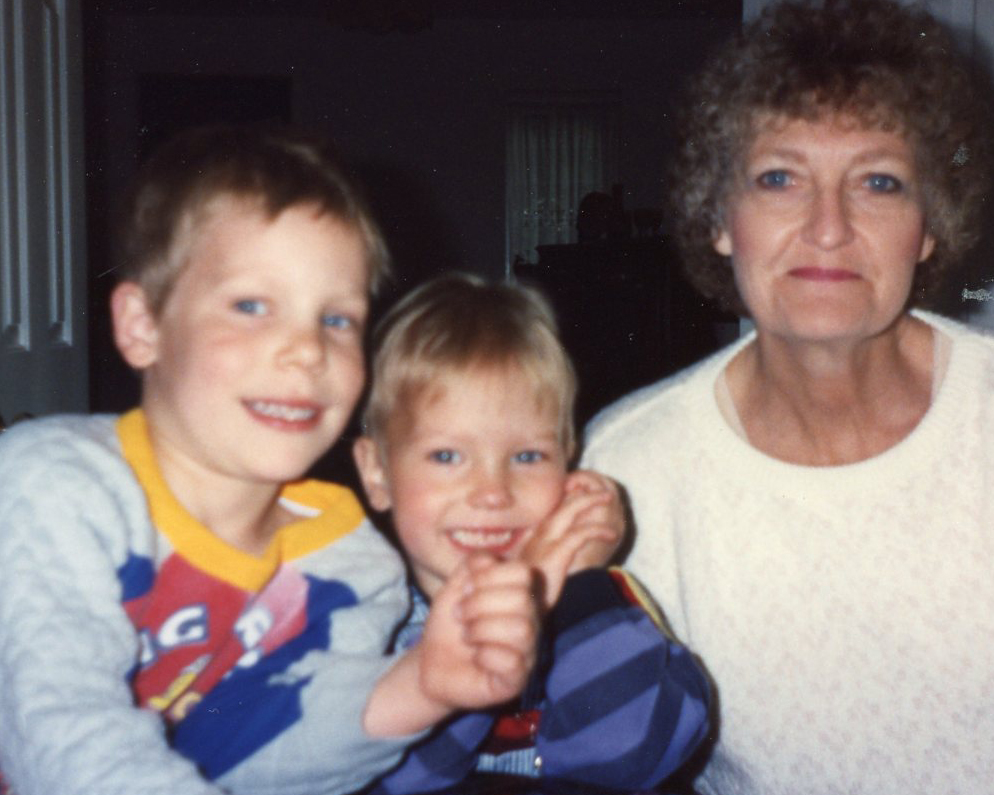 Momma, happy with Curtis and Sam. This was taken when she visited us in Beaconsfield, about an hour west of London. 