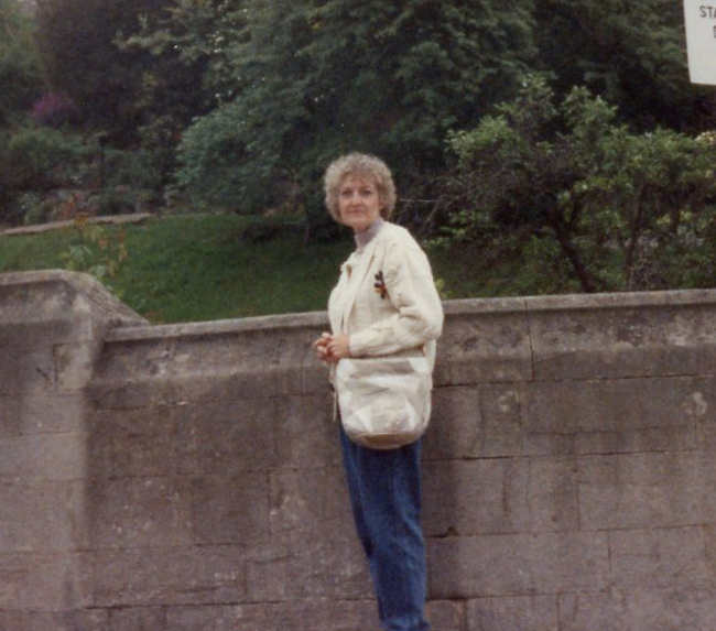 Outside a garden in Edinburgh. I have no pictures of her during her younger years--those are in albums at Trina's. 